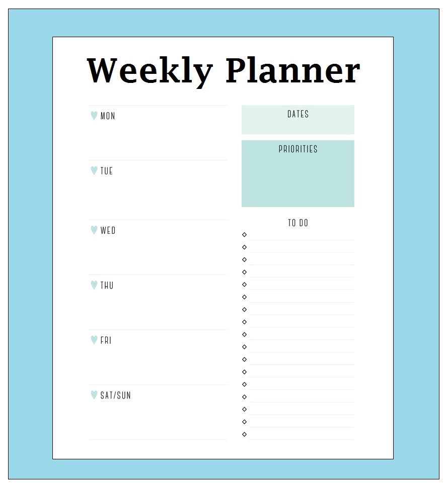 Print April 2019 Weekly Planner