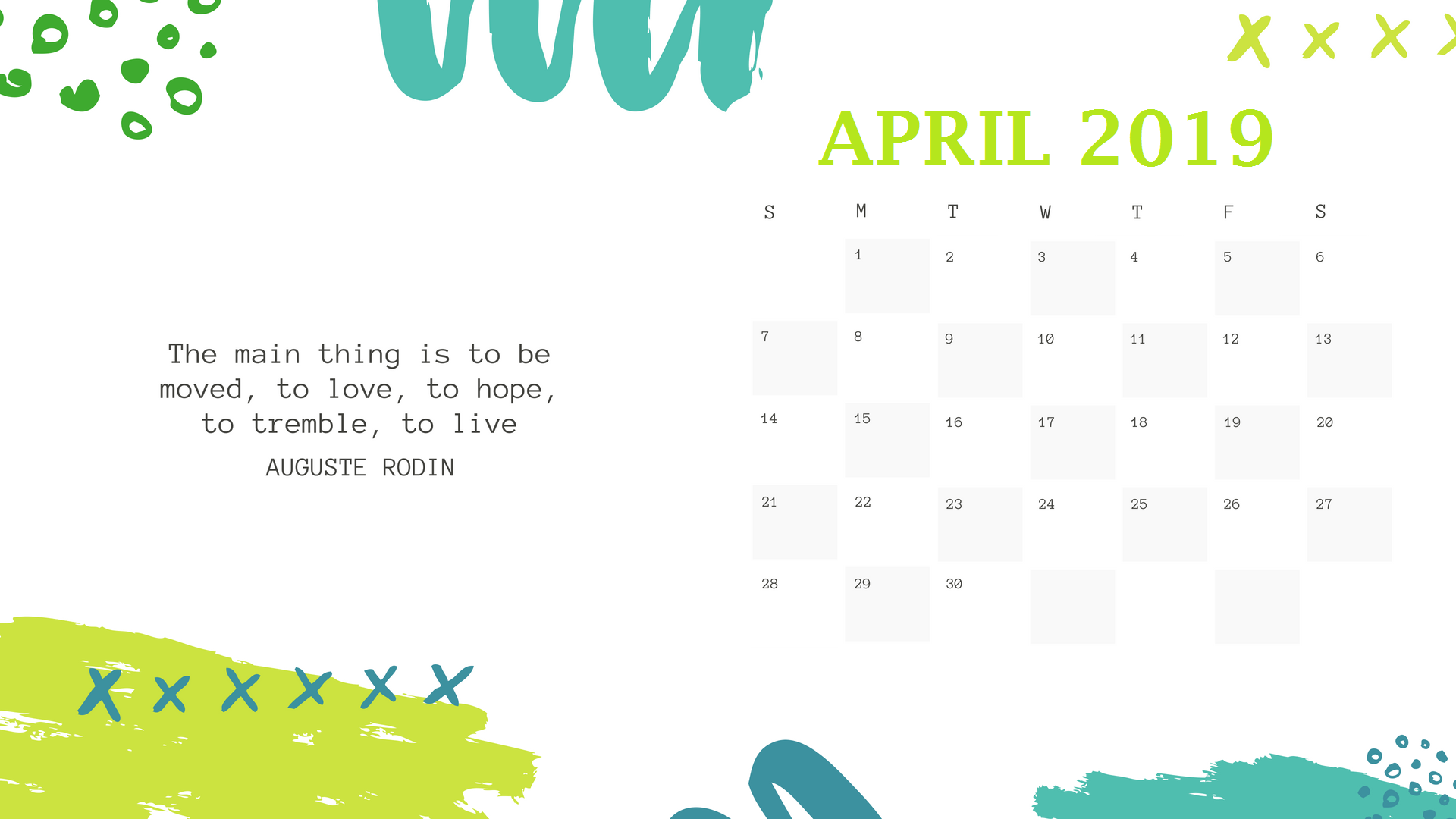 Printable April Desk Calendar 2019