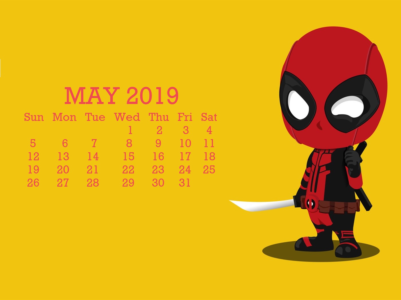 Superheros May 2019 Calendar Wallpaper