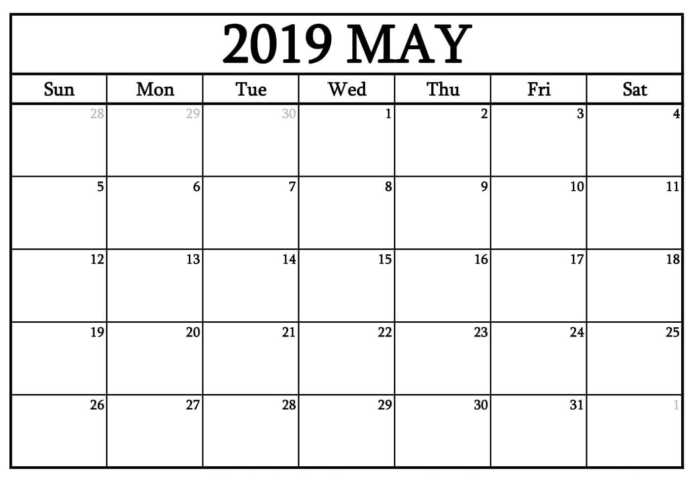 2019 May Calendar Cute