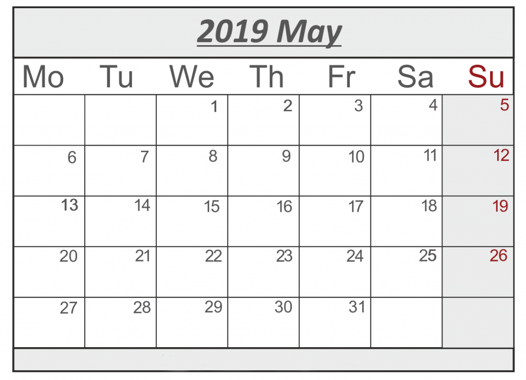 2019 May Calendar Malayalam