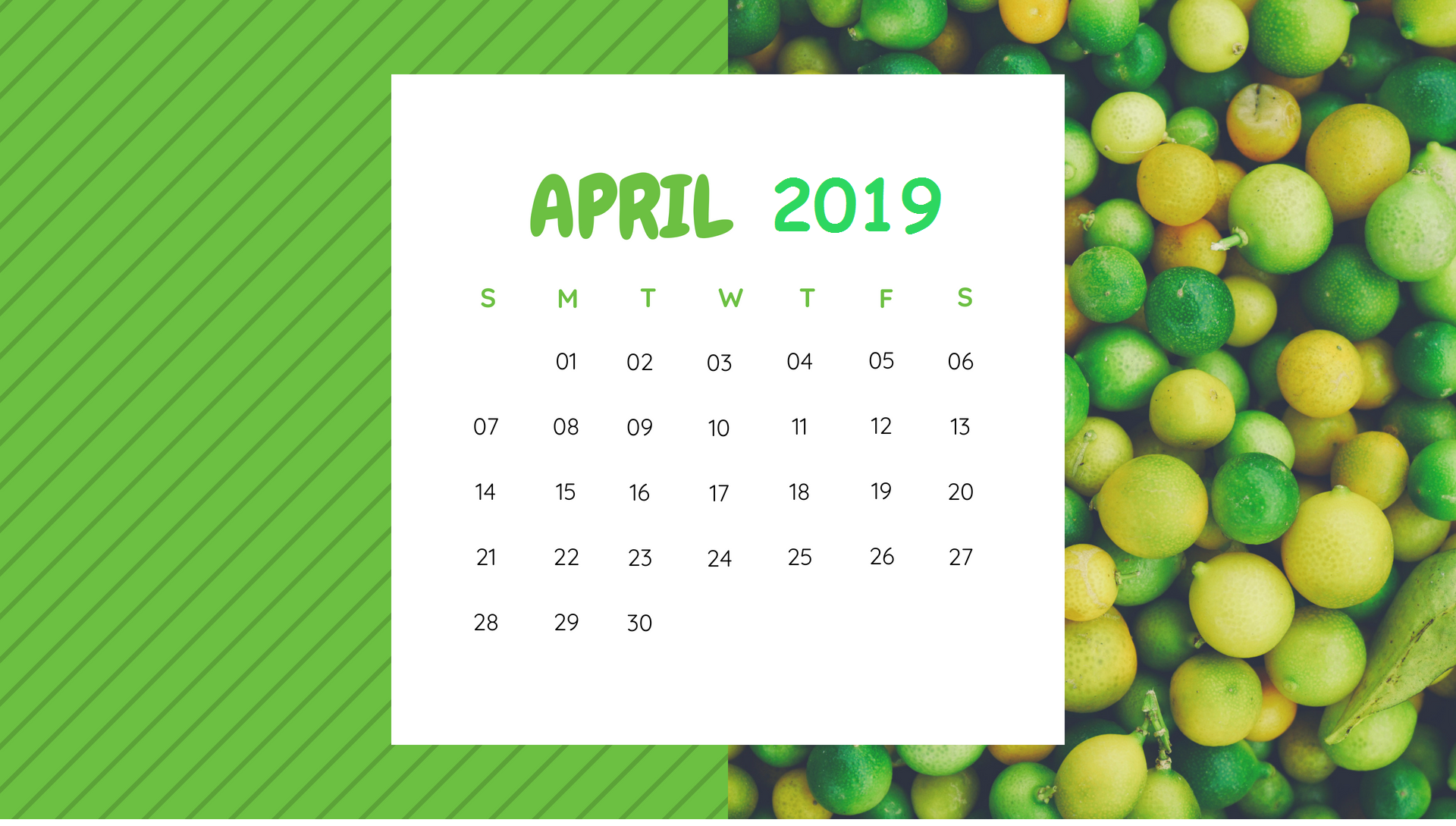 April 2019 Botanical Fruits Calendar