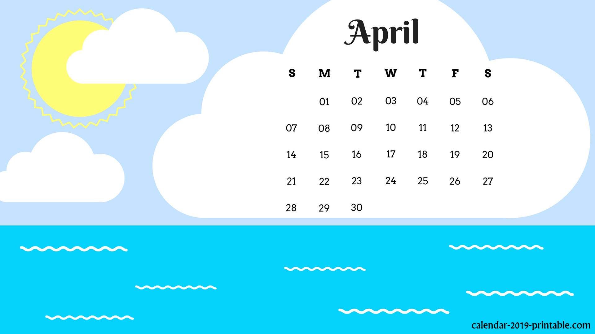 April 2019 Desktop Calendar