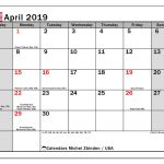 April 2019 USA Calendar
