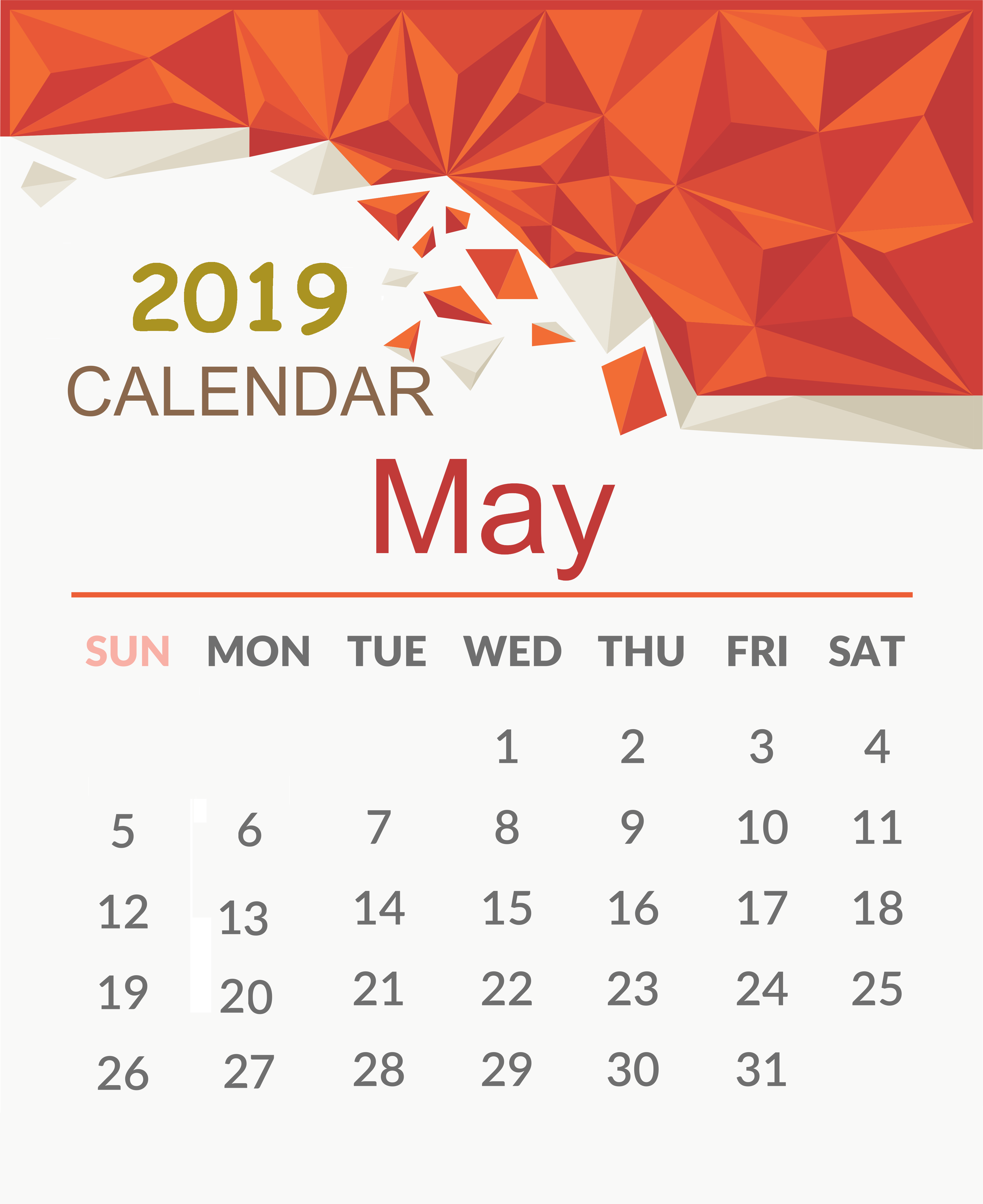 Beautiful May 2019 Wall Calendar