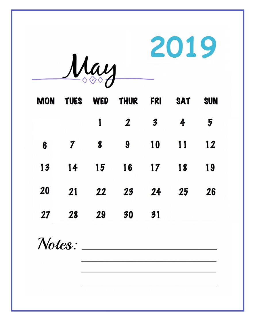 May 2019 Calendar Cute 520