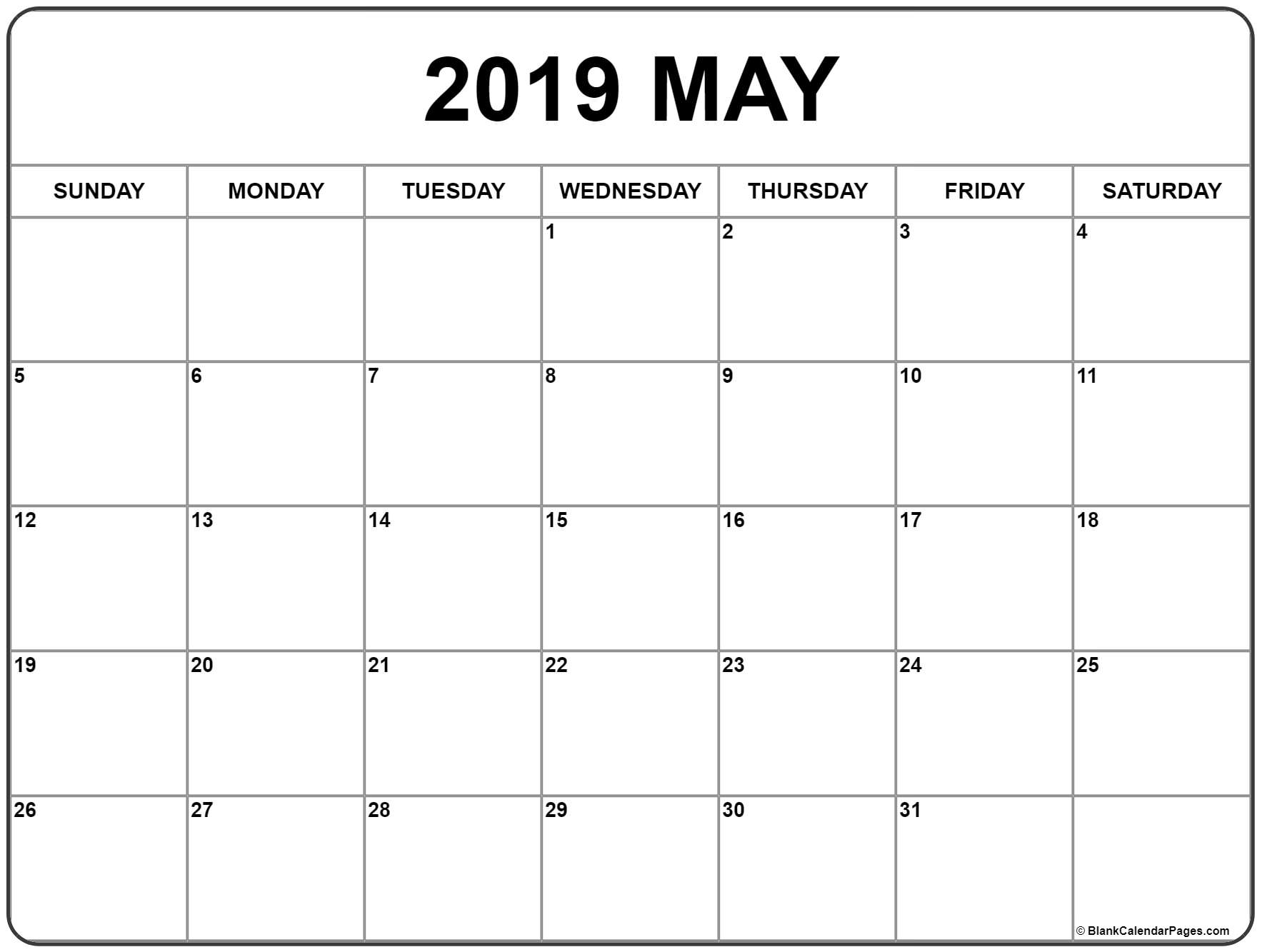 Desk Calendar For May 2019