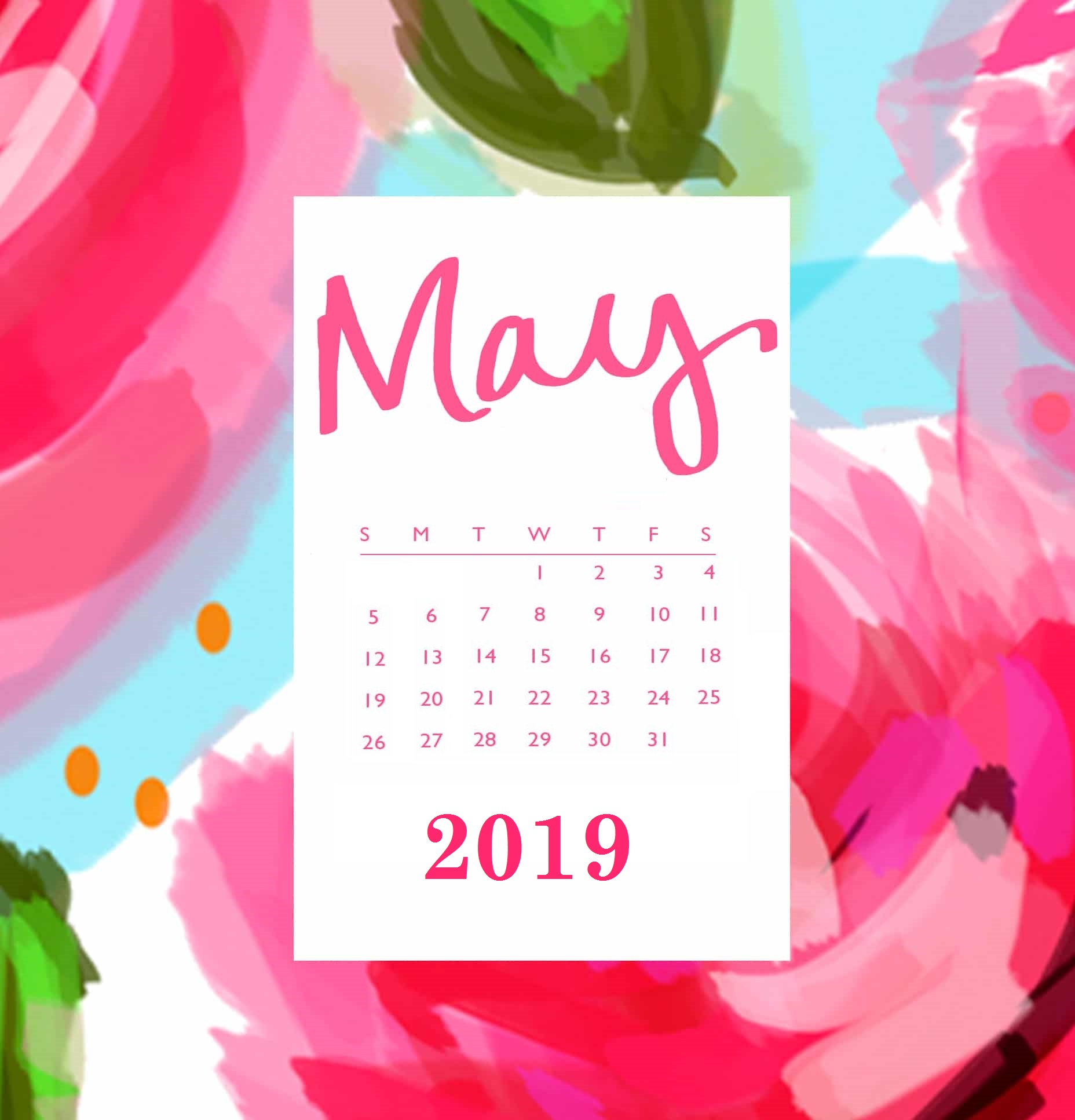 Floral May 2019 Cute Calendar