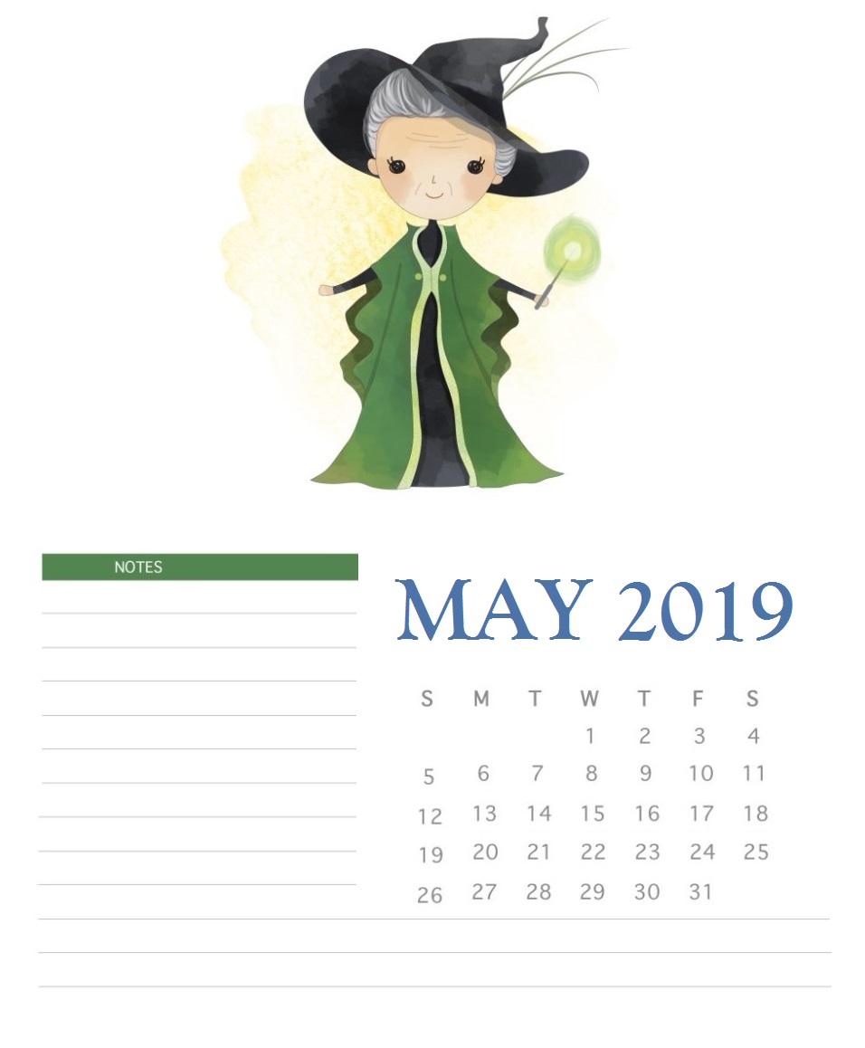 Harry Potter May 2019 Wall Calendar