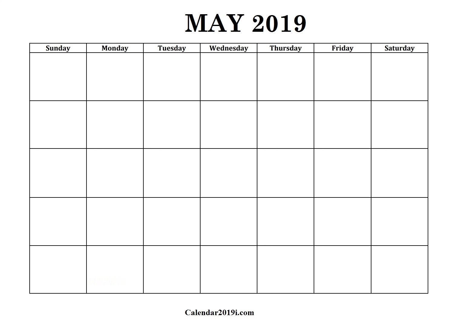 May 2019 Blank Planner