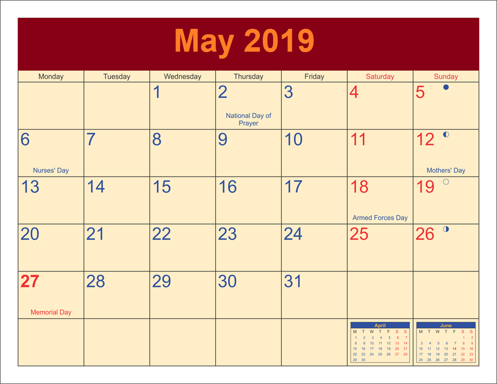 May 2019 Full Moon Calendar