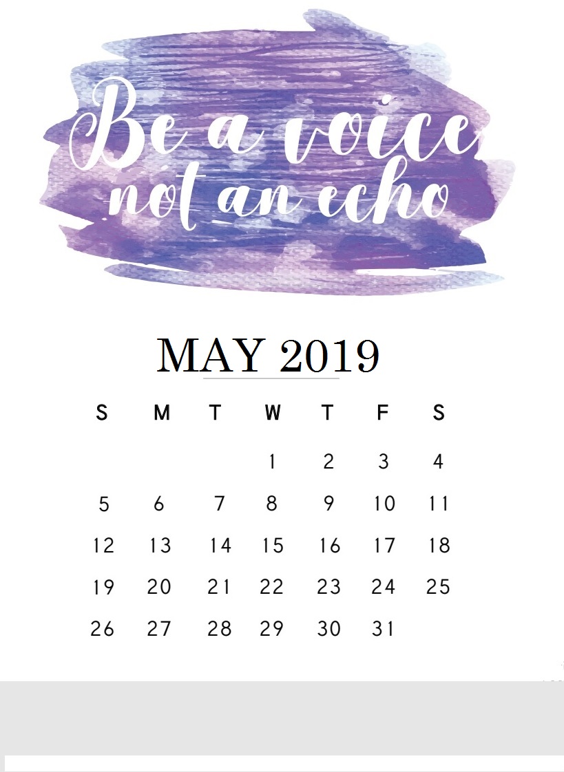 May 2019 HD Calendar Printable