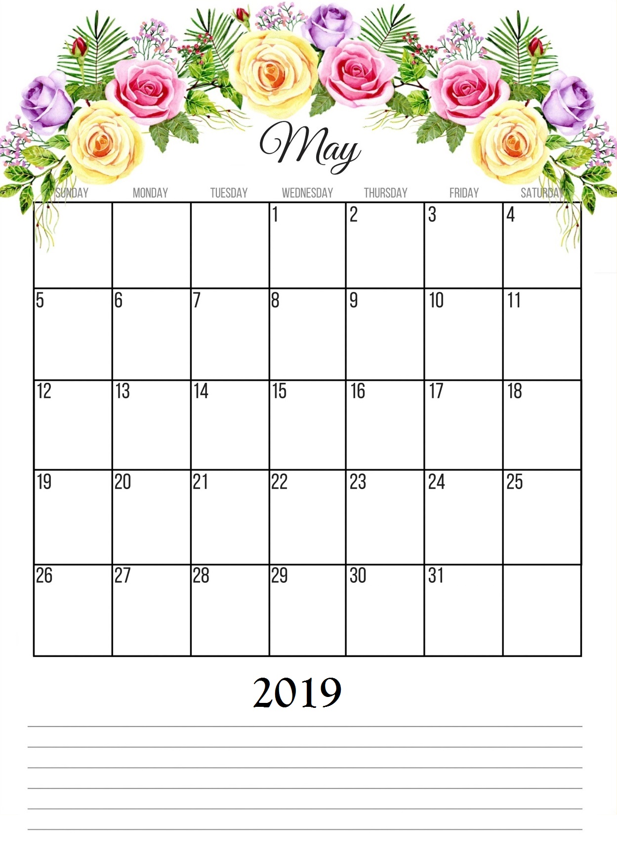 May 2019 Wall Calendar Template