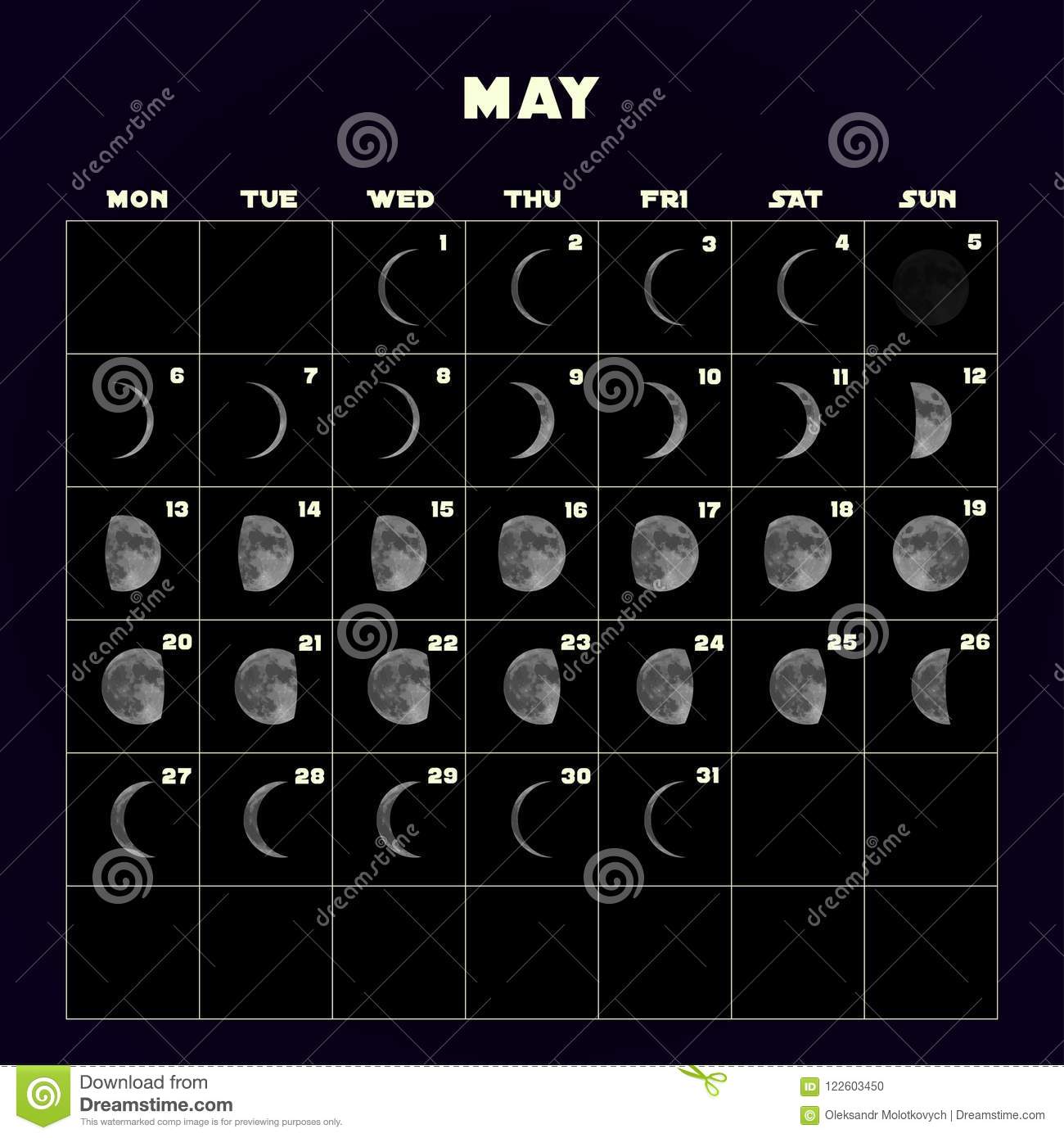 Moon Phases May 2019 Calendar