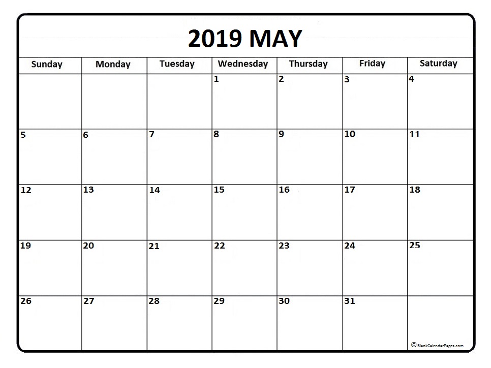 Print May 2019 Calendar
