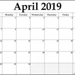 Printable Calendar April 2019 Landscape