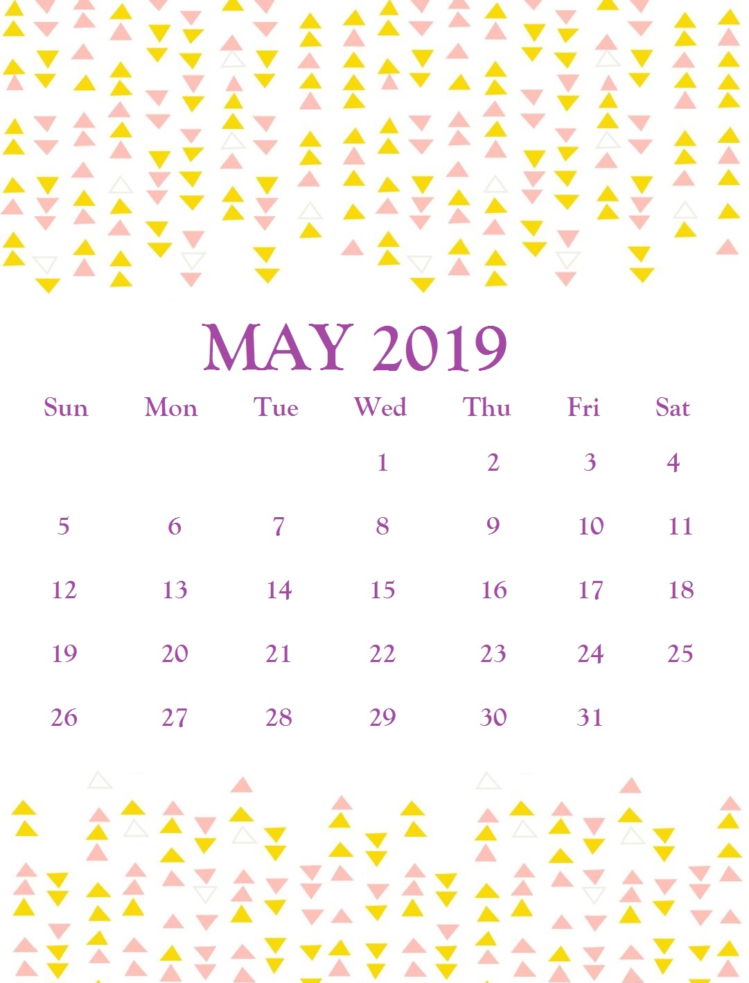 Printable May 2019 Wall Calendar