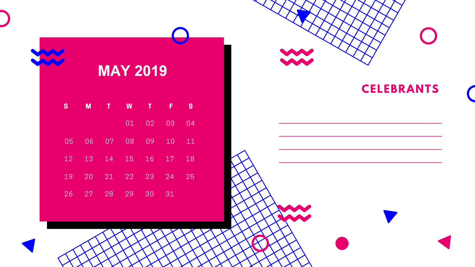 Stylish May 2019 Calendar