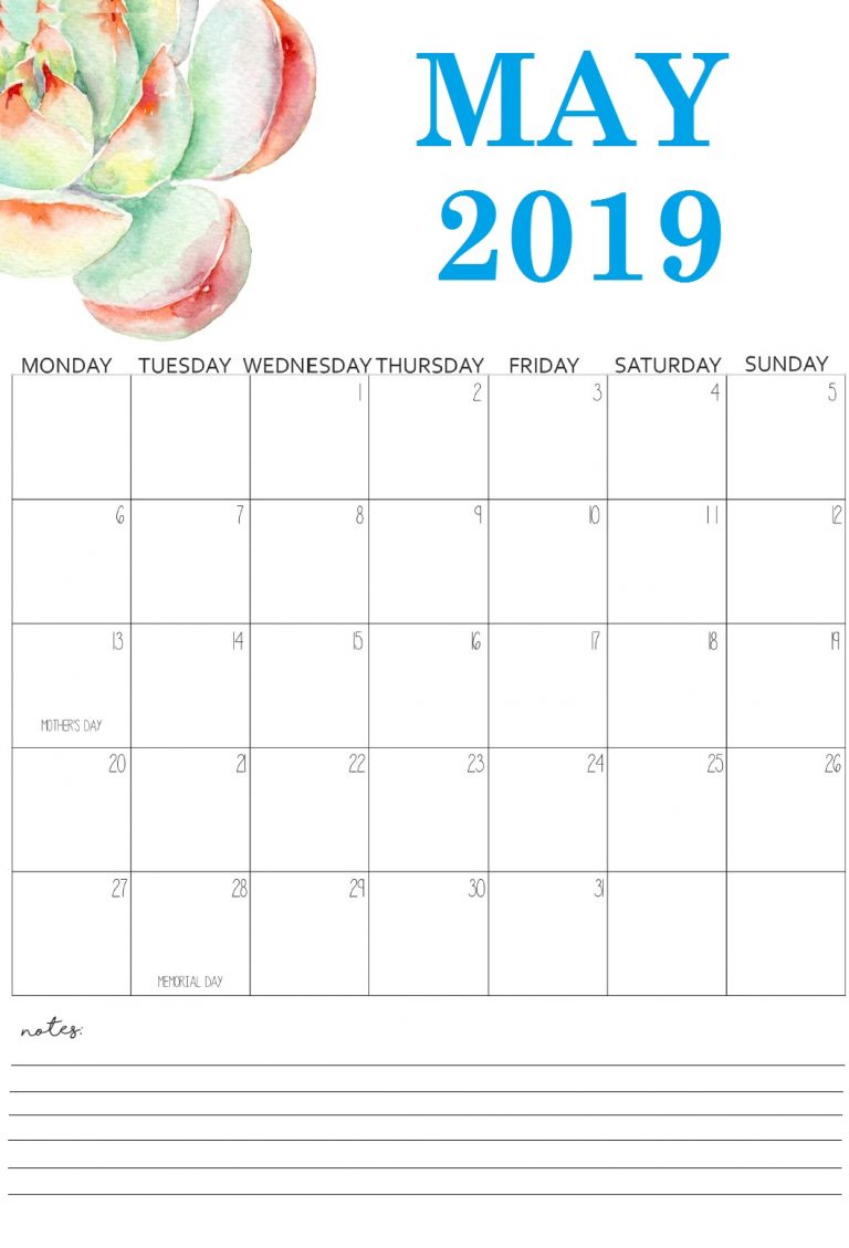 Cute May 2019 Calendar Designs