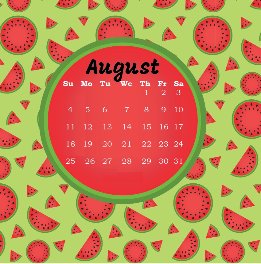 August 2019 Cute Calendar Design