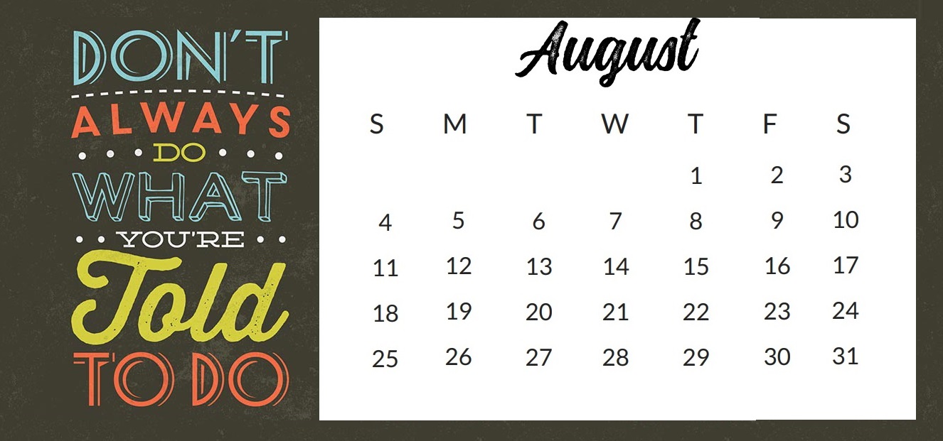 August 2019 Quotes Calendar Design