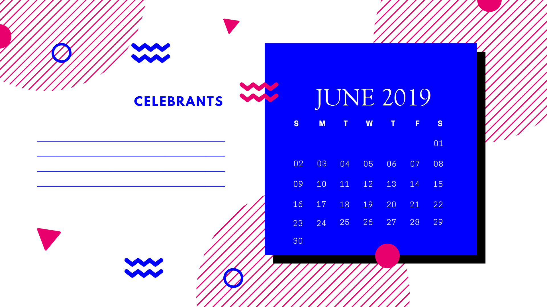 Beautiful 2019 June Calendar Printable