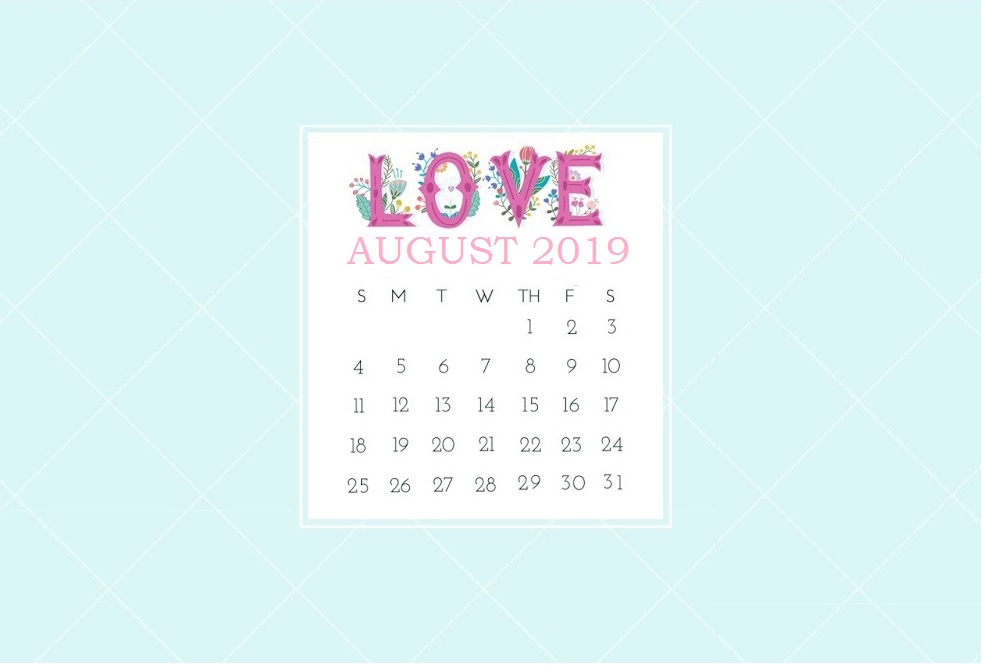 Beautiful August 2019 Calendar Design