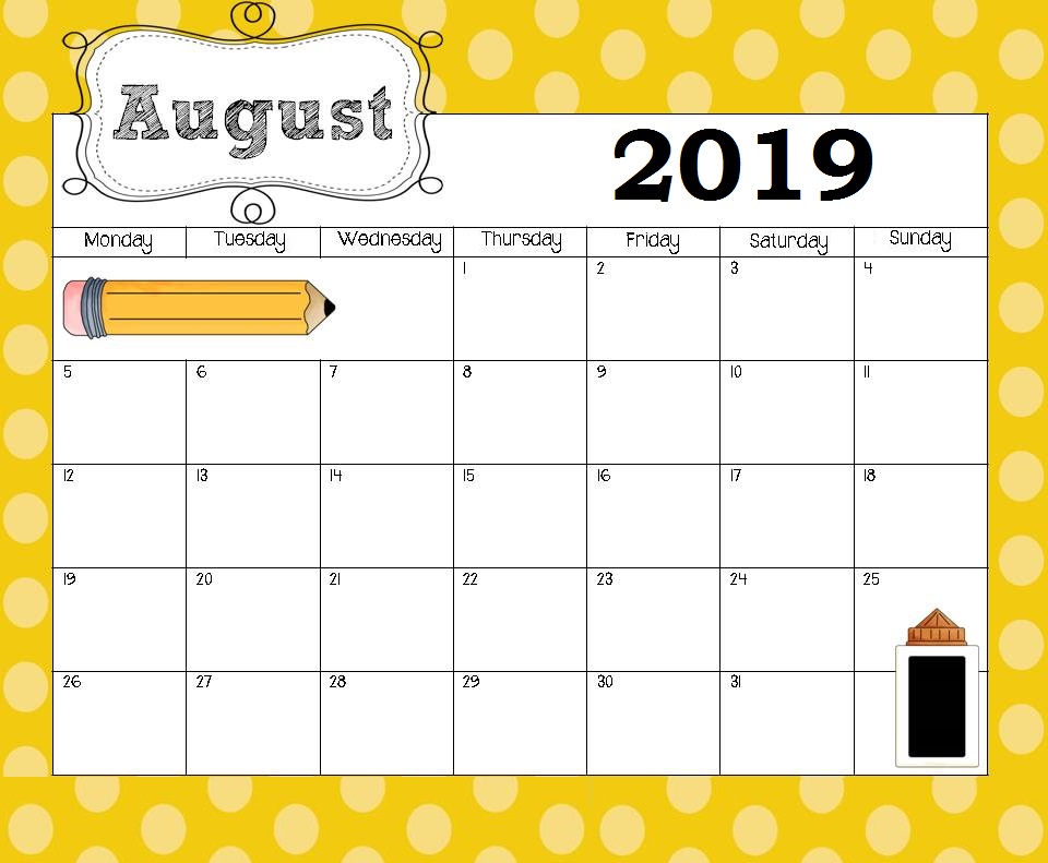 Best August 2019 Calendar Designs