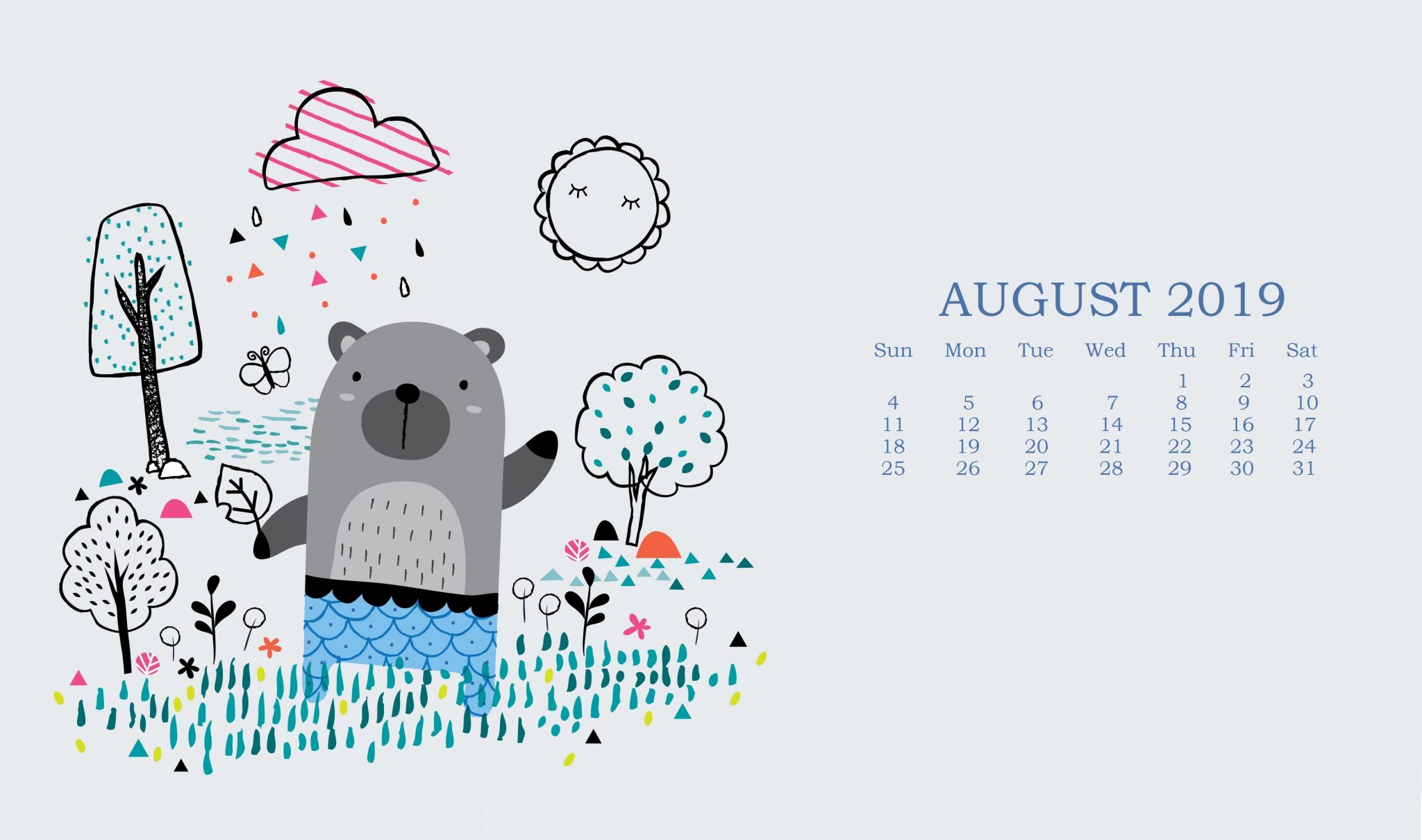 Best August 2019 Calendar Wallpaper