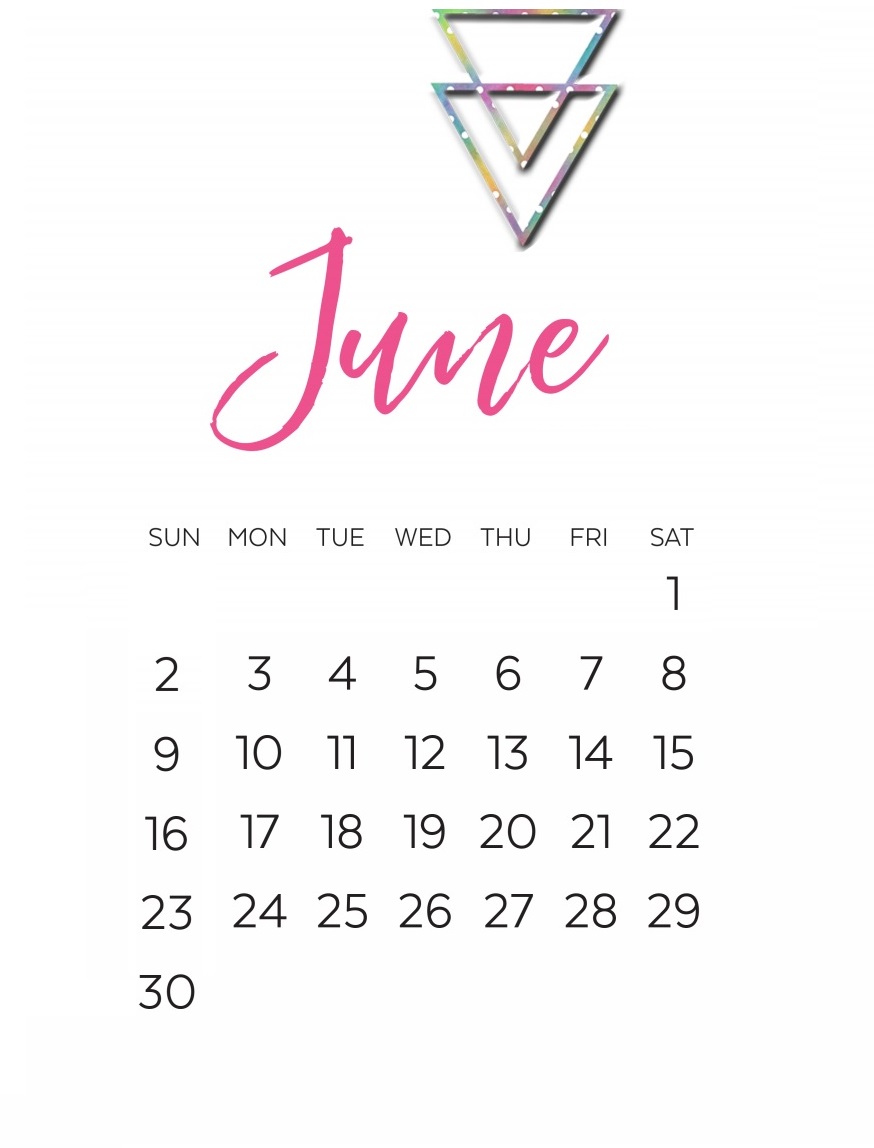 Calligraphy June 2019 Calendar Design