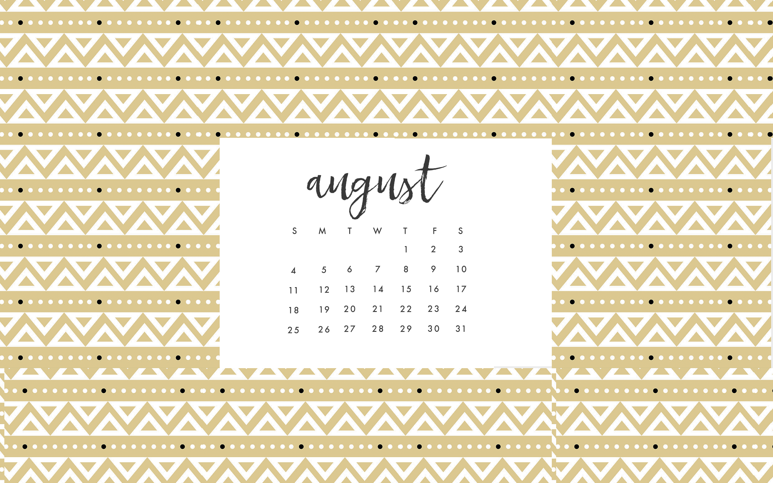 Canvas Design August 2019 Calendar