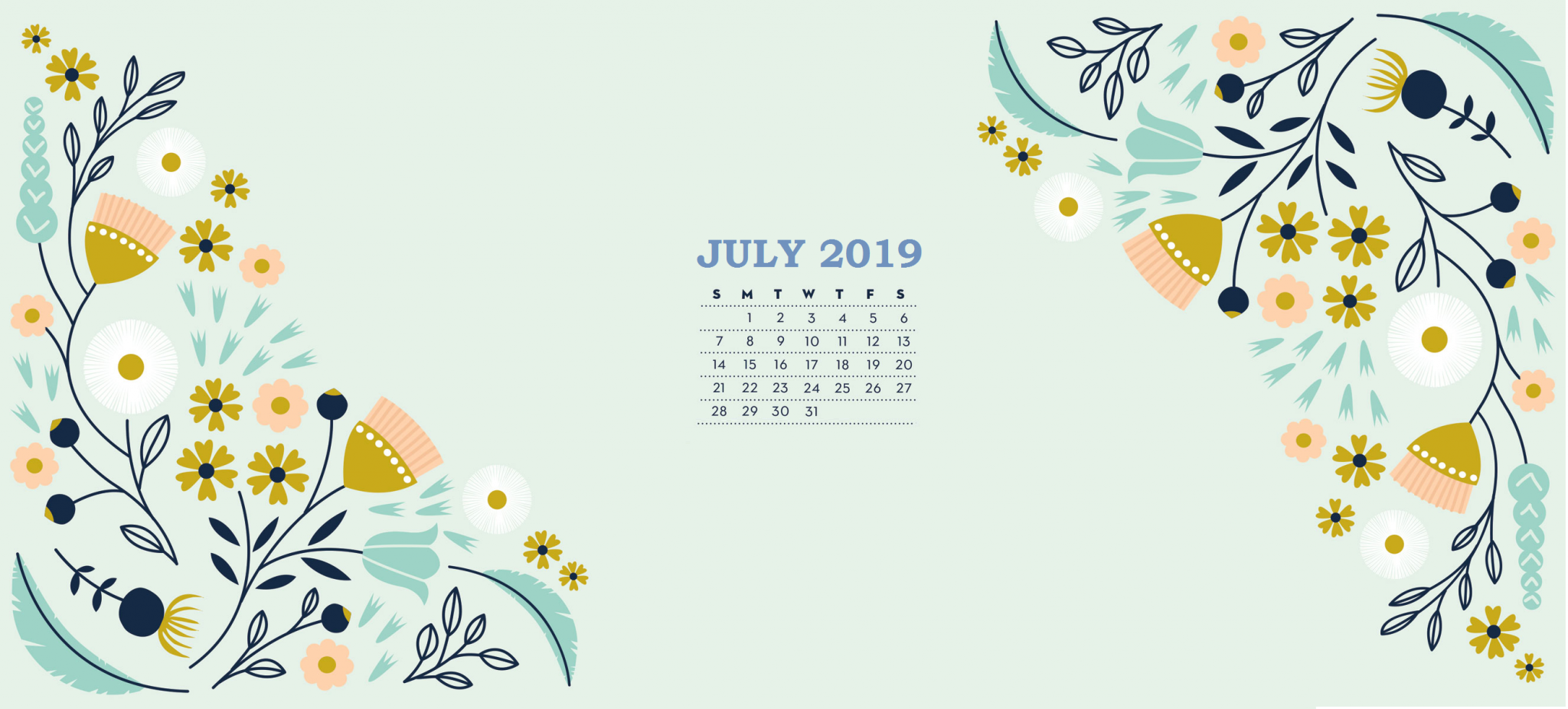 Cute July 2019 Calendar Wallpaper