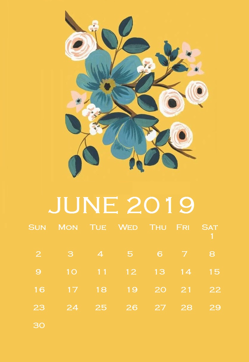 Cute June 2019 Calendar For Wall