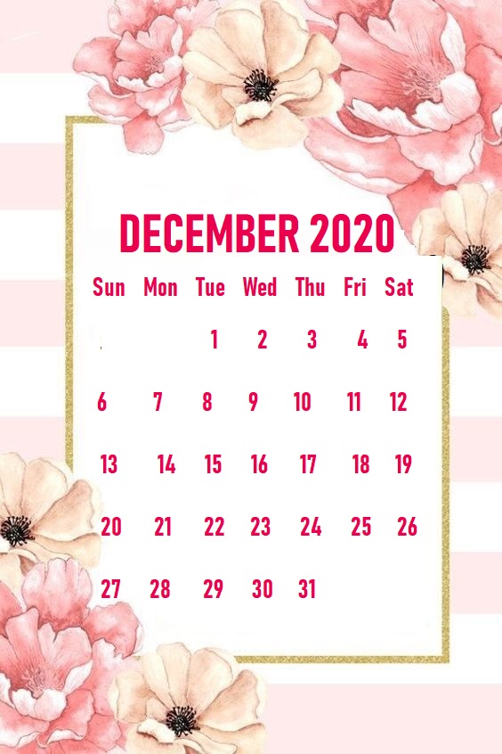 Monthly 2020 iPhone Calendar Wallpaper