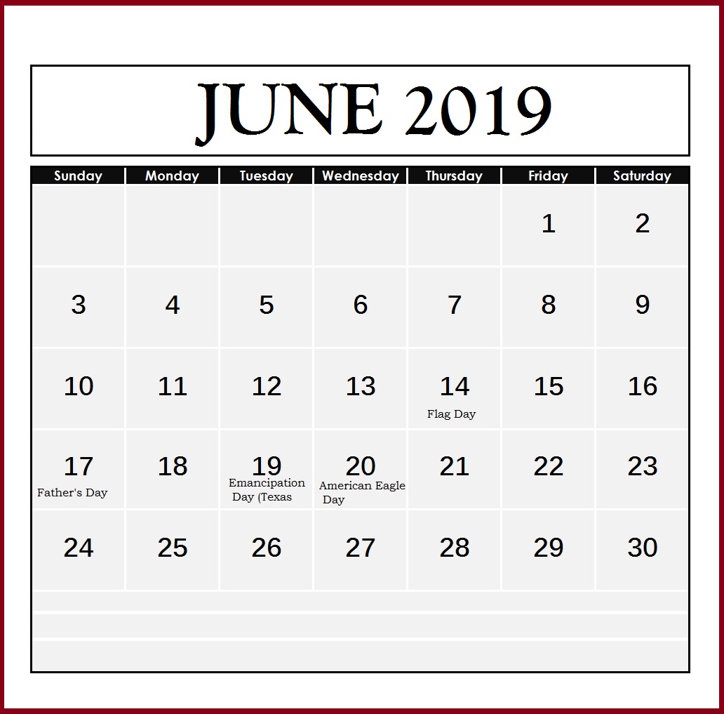 Download June 2019 Calendar