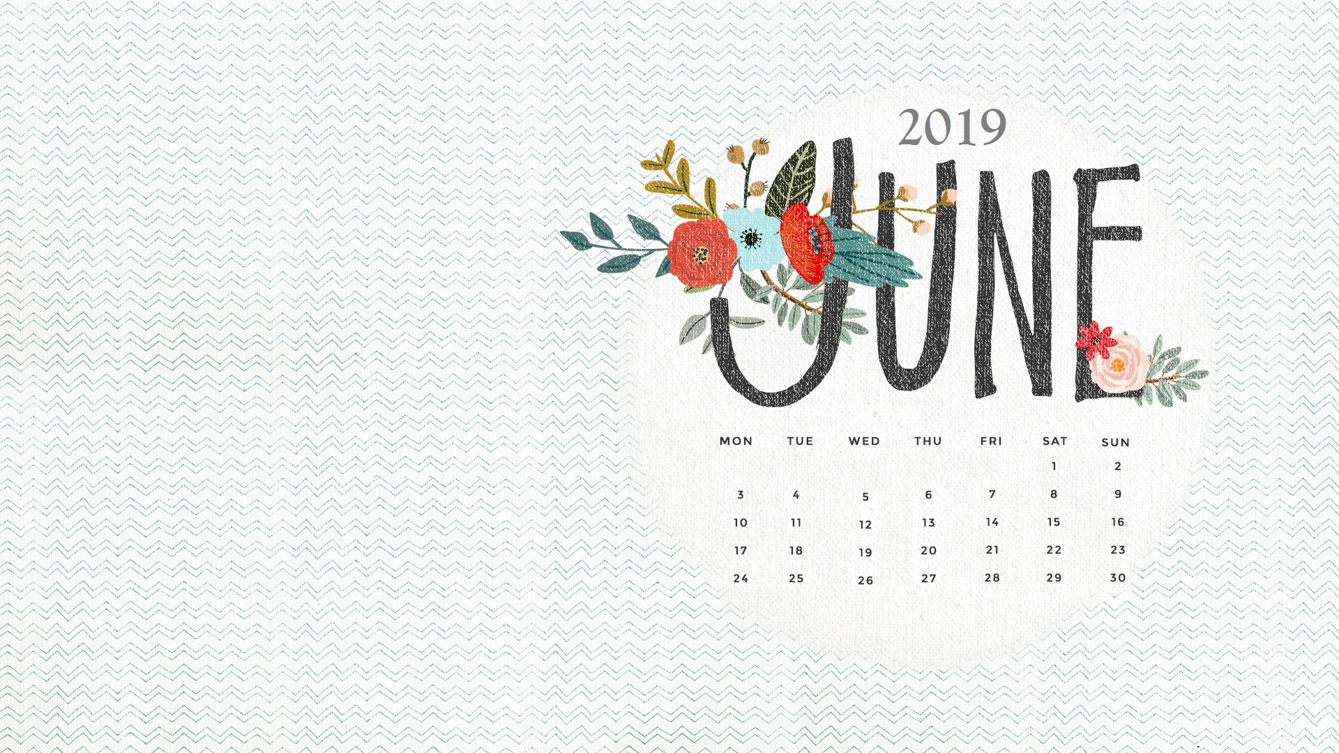 Free June 2019 HD Calendar Wallpaper