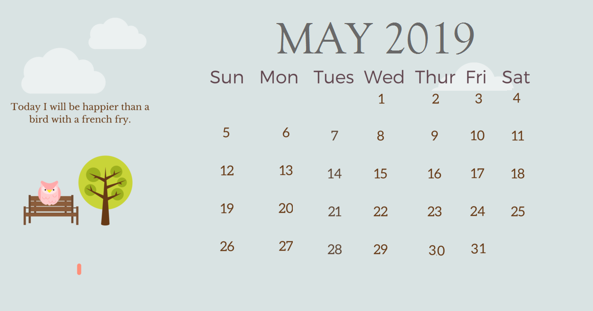 Inspirational May 2019 Calendar