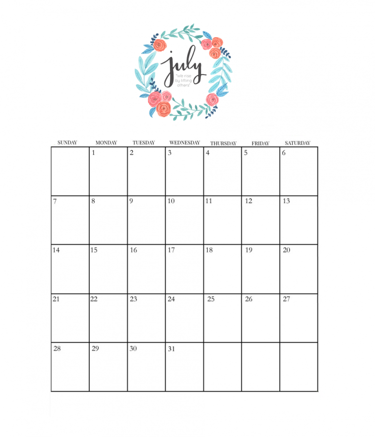 July 2019 Wall Calendar To Print