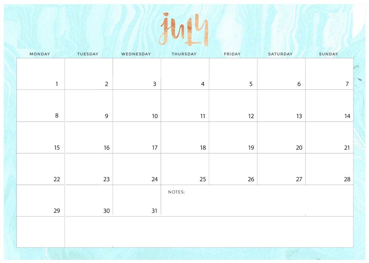 July 2019 Desk Calendar Designs