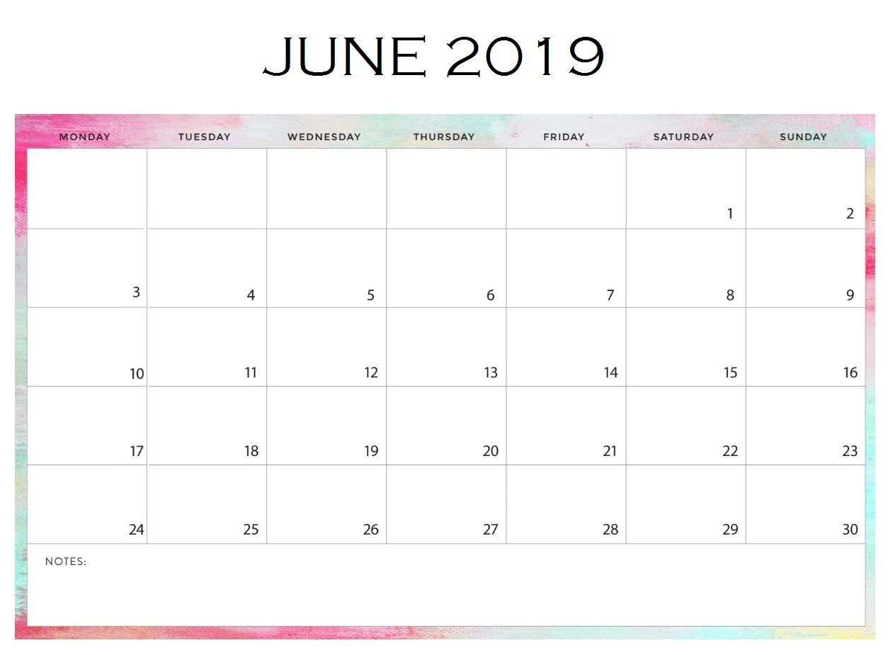 June 2019 Blank Planner