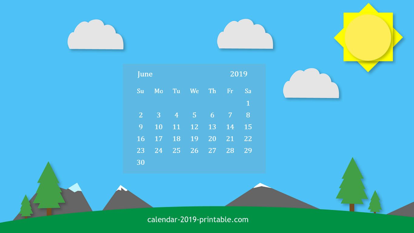 June 2019 Desktop Calendar Wallpaper