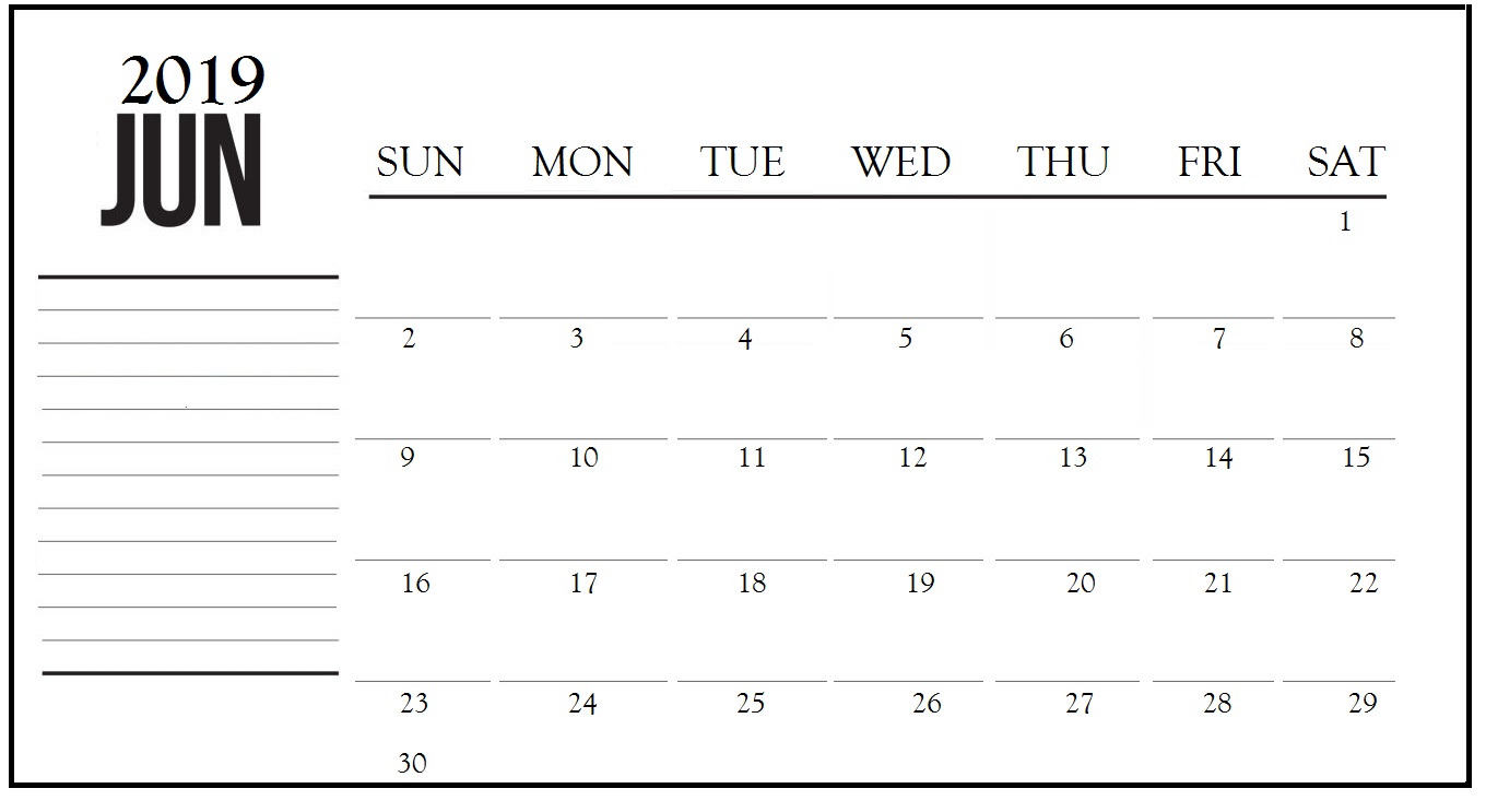 June 2019 Desk Calendar Printable