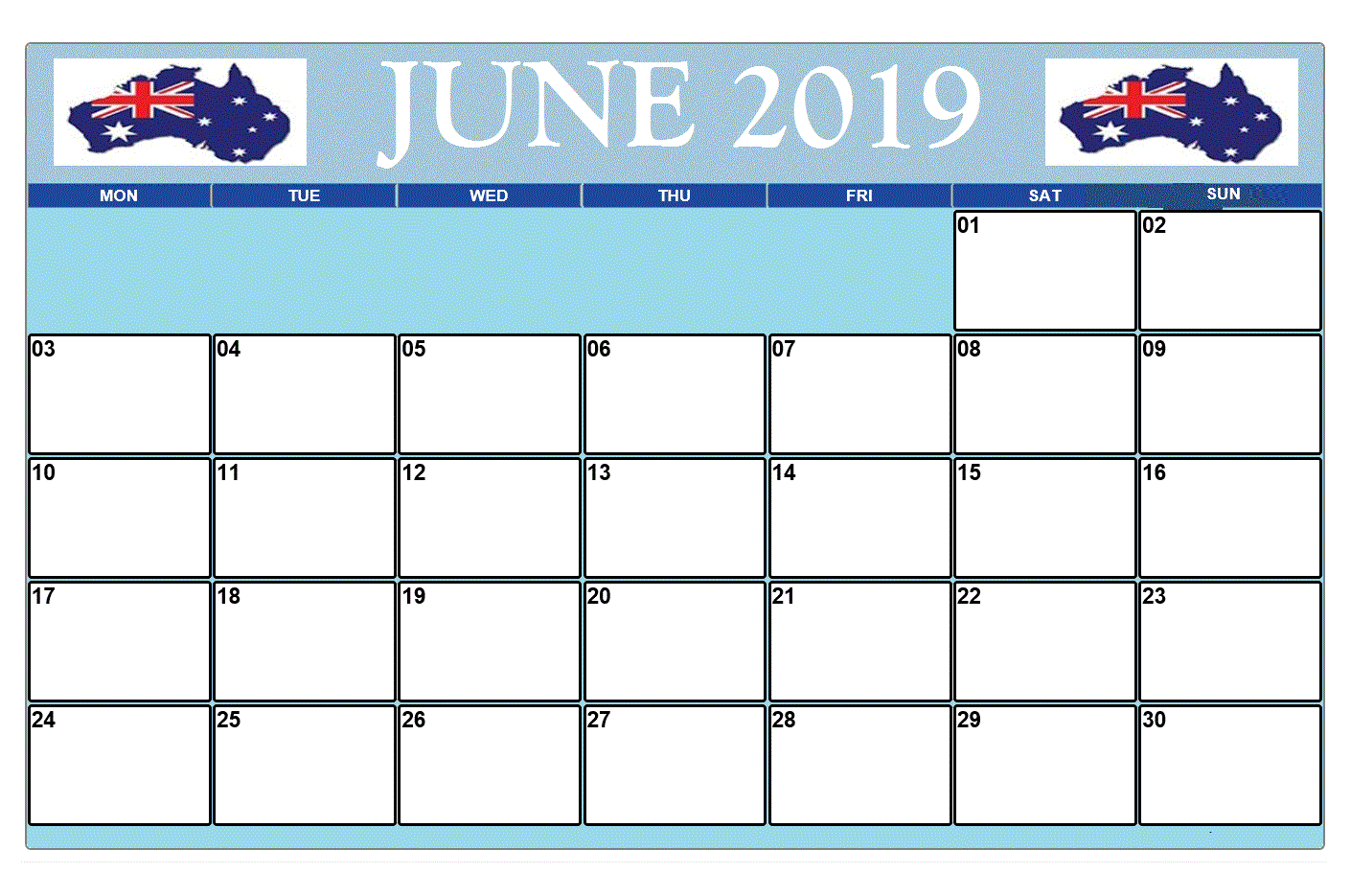 June 2019 Holidays Calendar UK