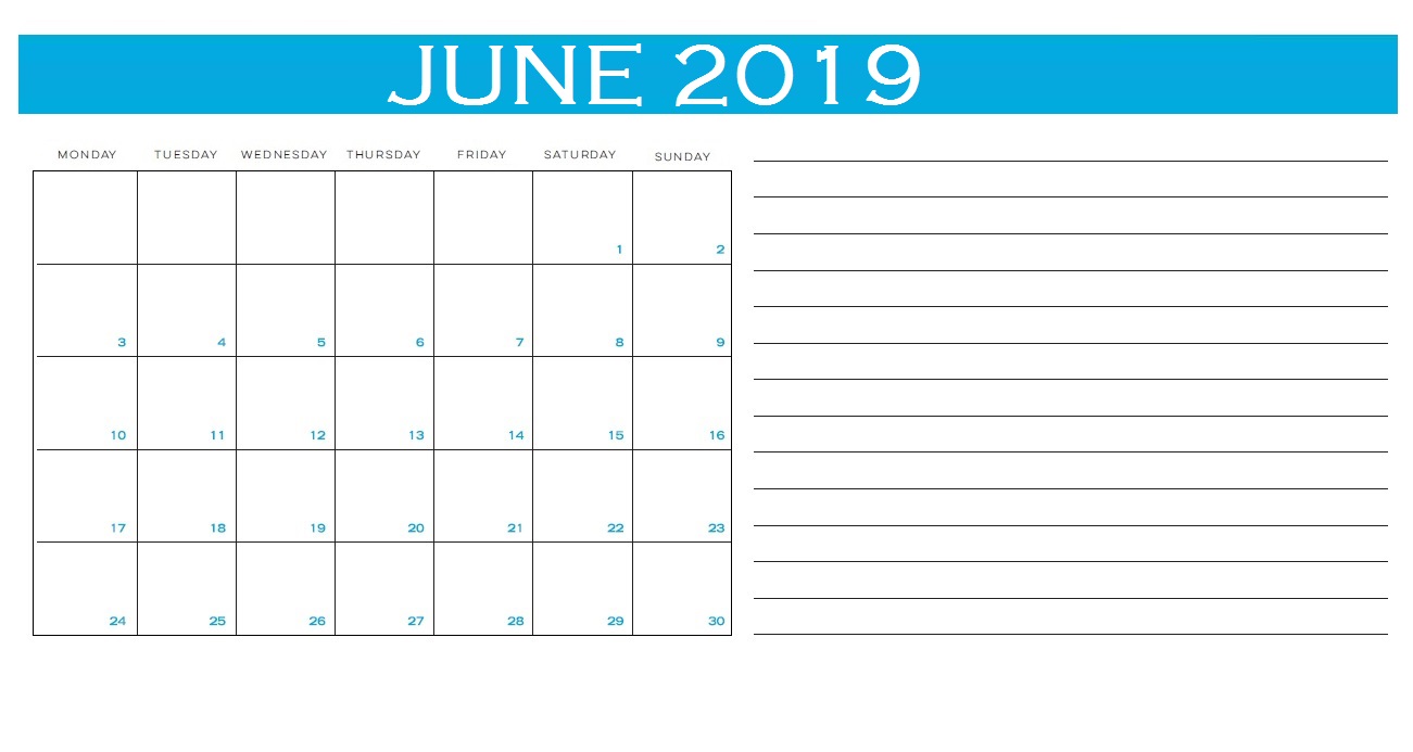 June 2019 Personalized Calendar