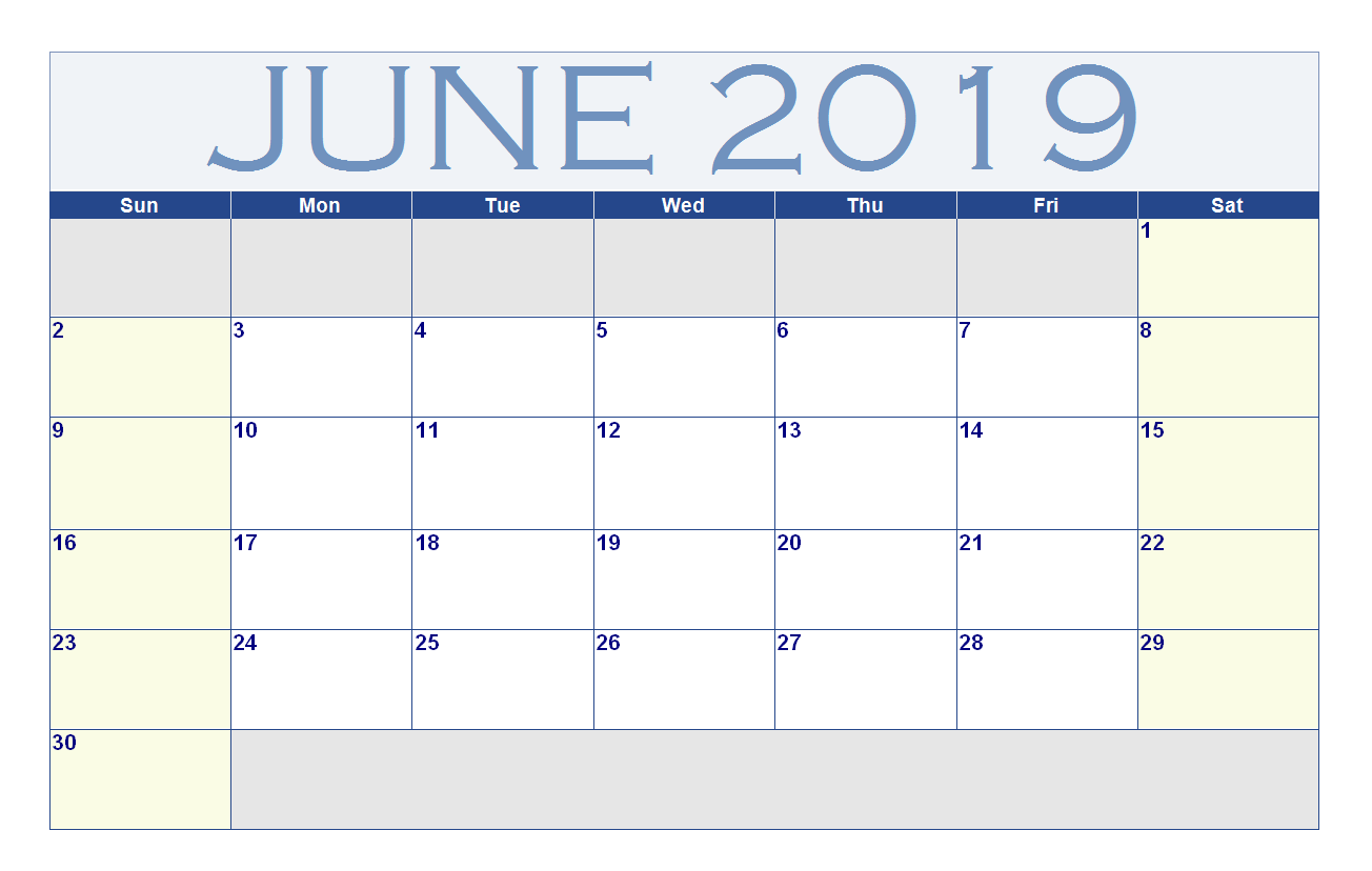 June 2019 Word Calendar