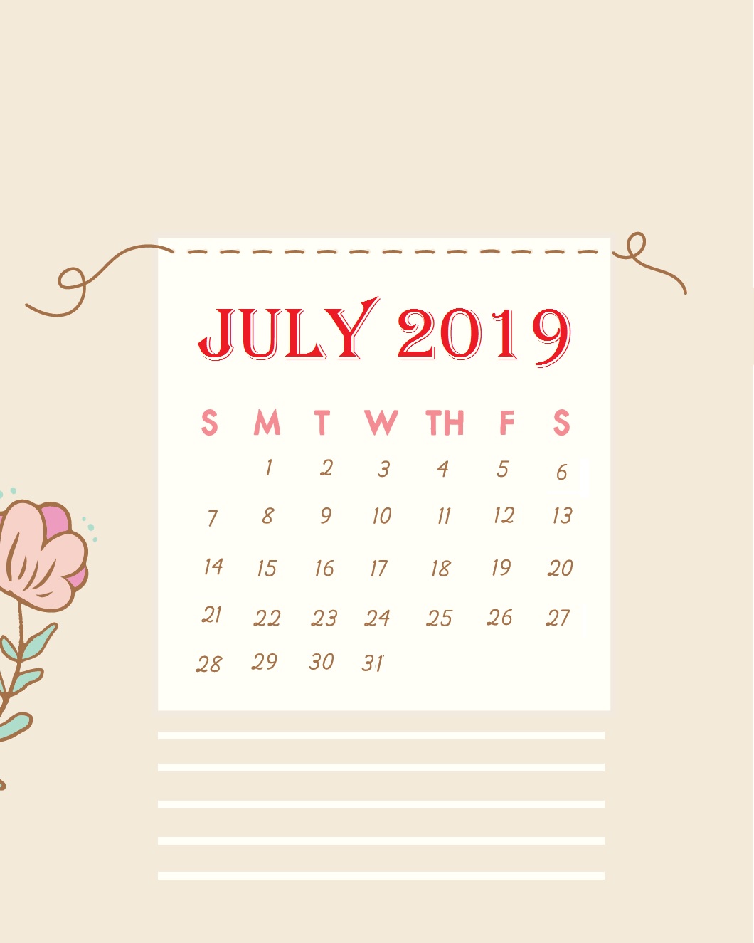 Latest July 2019 Desk Calendar Design