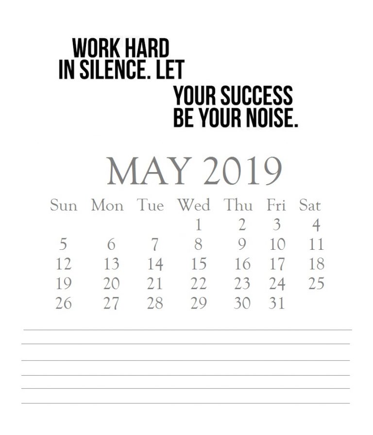 Inspiring May 2019 Quotes Calendar