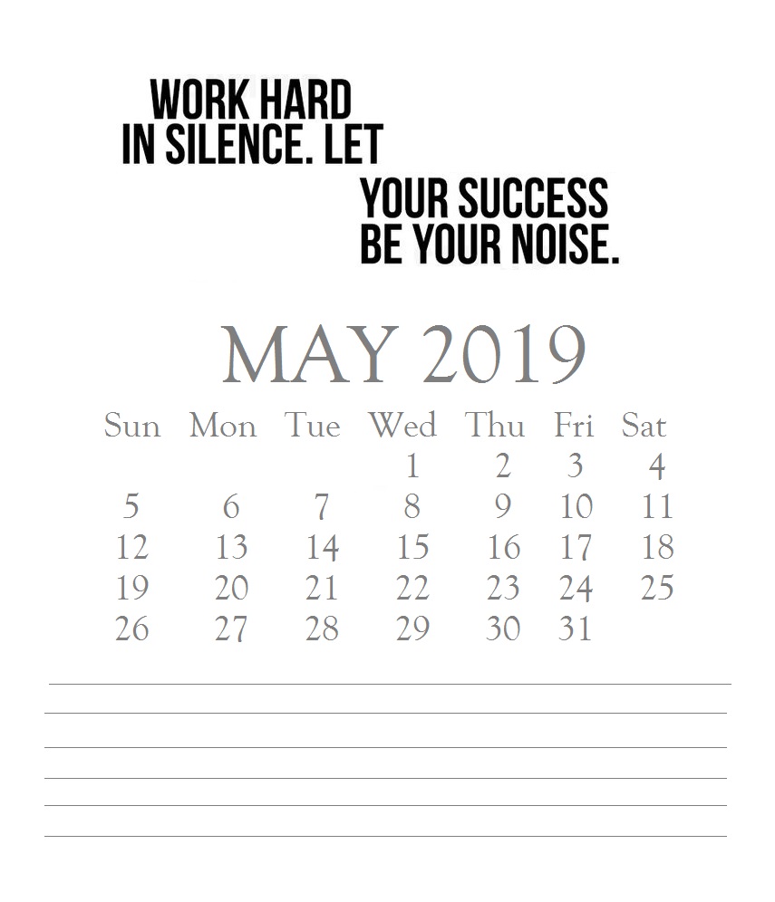 May 2019 Calendar With Quotes