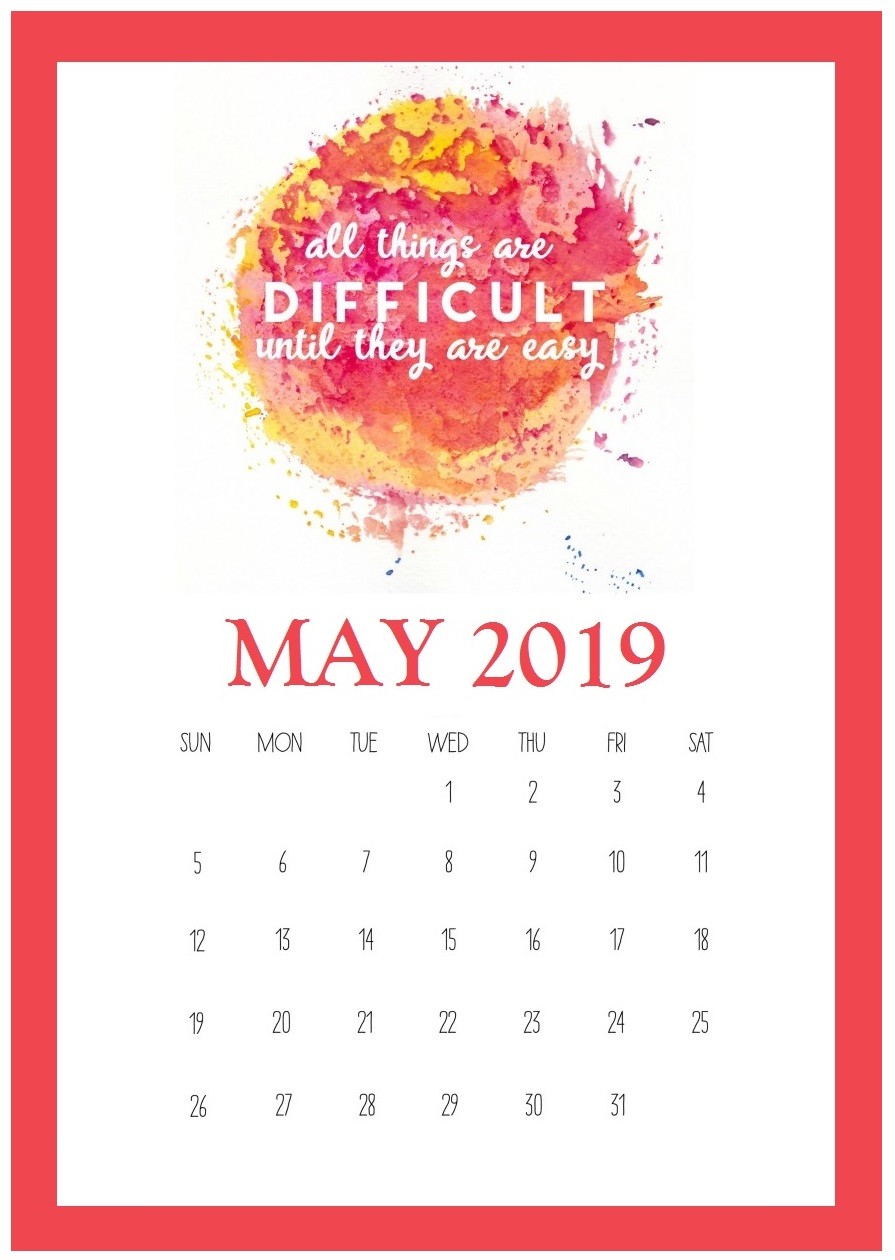 May 2019 Inspiring Quotes Calendar