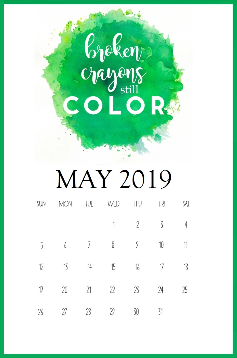 May 2019 Inspiring Saying Lines Calendar